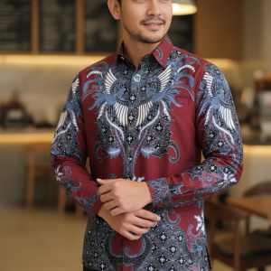 Kemeja Batik Lengan Panjang. Motif Paksi Abinaya