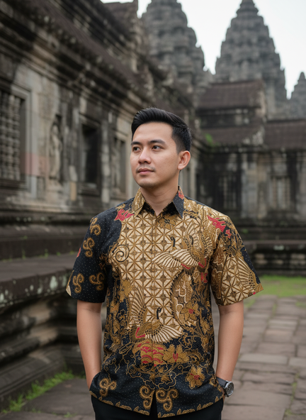 Kemeja Batik Lengan Panjang. Motif Garuda Cakra