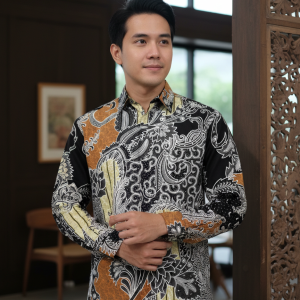 Kemeja Batik Lengan Panjang. Motif Kinarya Jagat