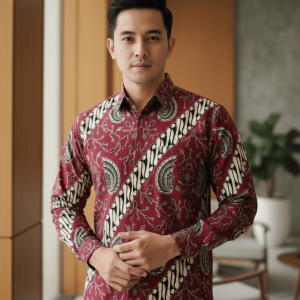 Kemeja Batik Lengan Panjang. Motif Jagat Prana